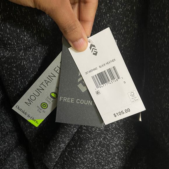 Free Country Mountain Fleece Black Heather Hooded Jacket, Sz S --NWT - Picture 4 of 12